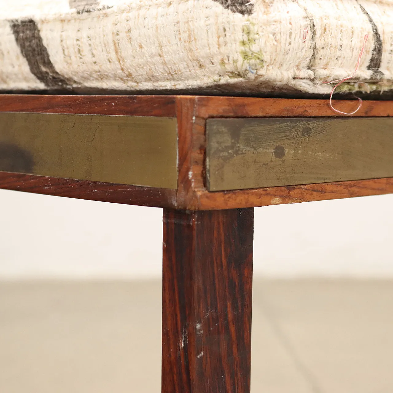 Wooden bench with upholstered cushion, 1960s 4