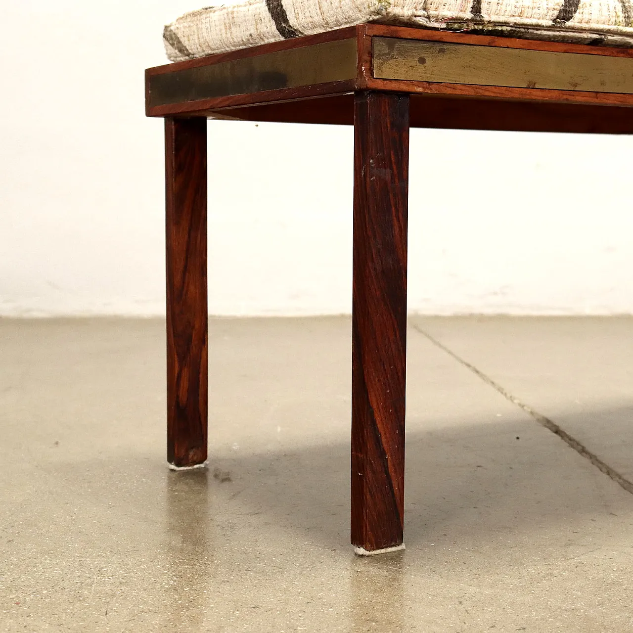 Wooden bench with upholstered cushion, 1960s 8