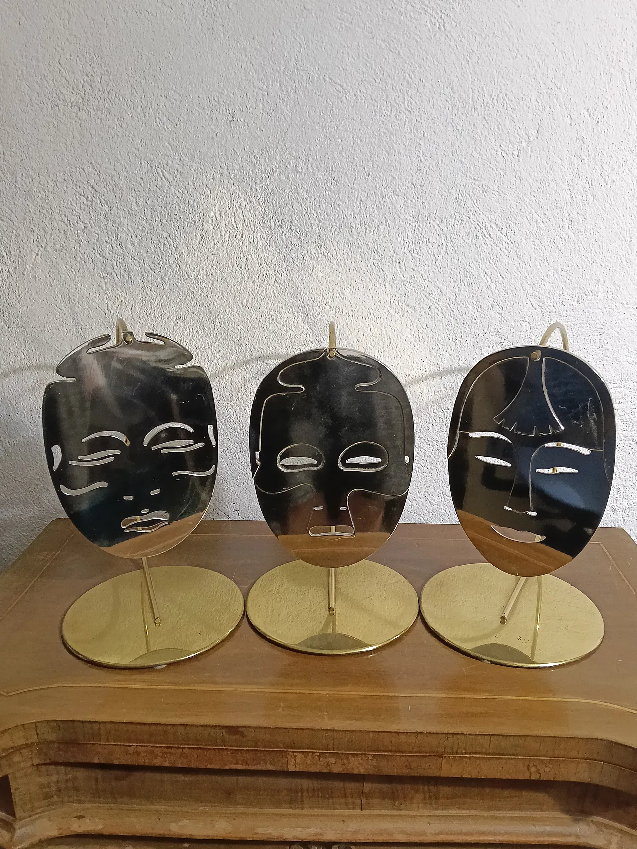 Lidia Selva Triptych The Gold Masks Luciano Frigerio by Desio 70s 1