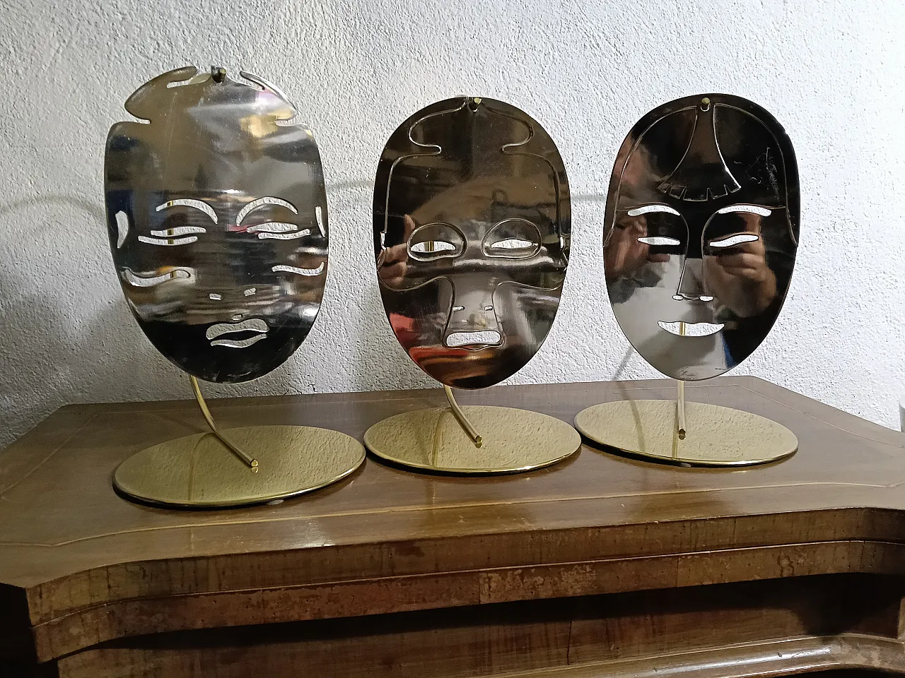 Lidia Selva Triptych The Gold Masks Luciano Frigerio by Desio 70s 2