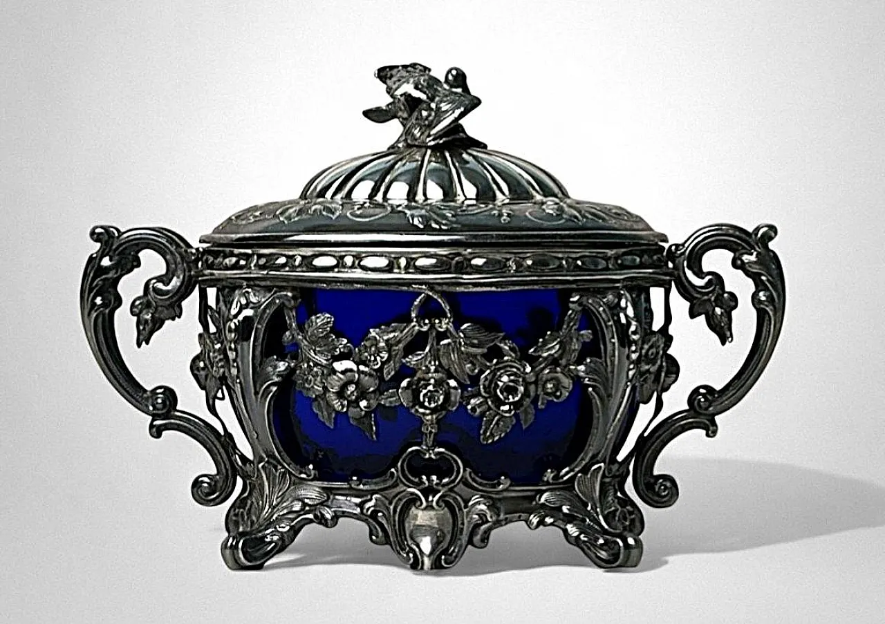 Zuccheriera in argento con rivestimento in vetro, metà '800 4