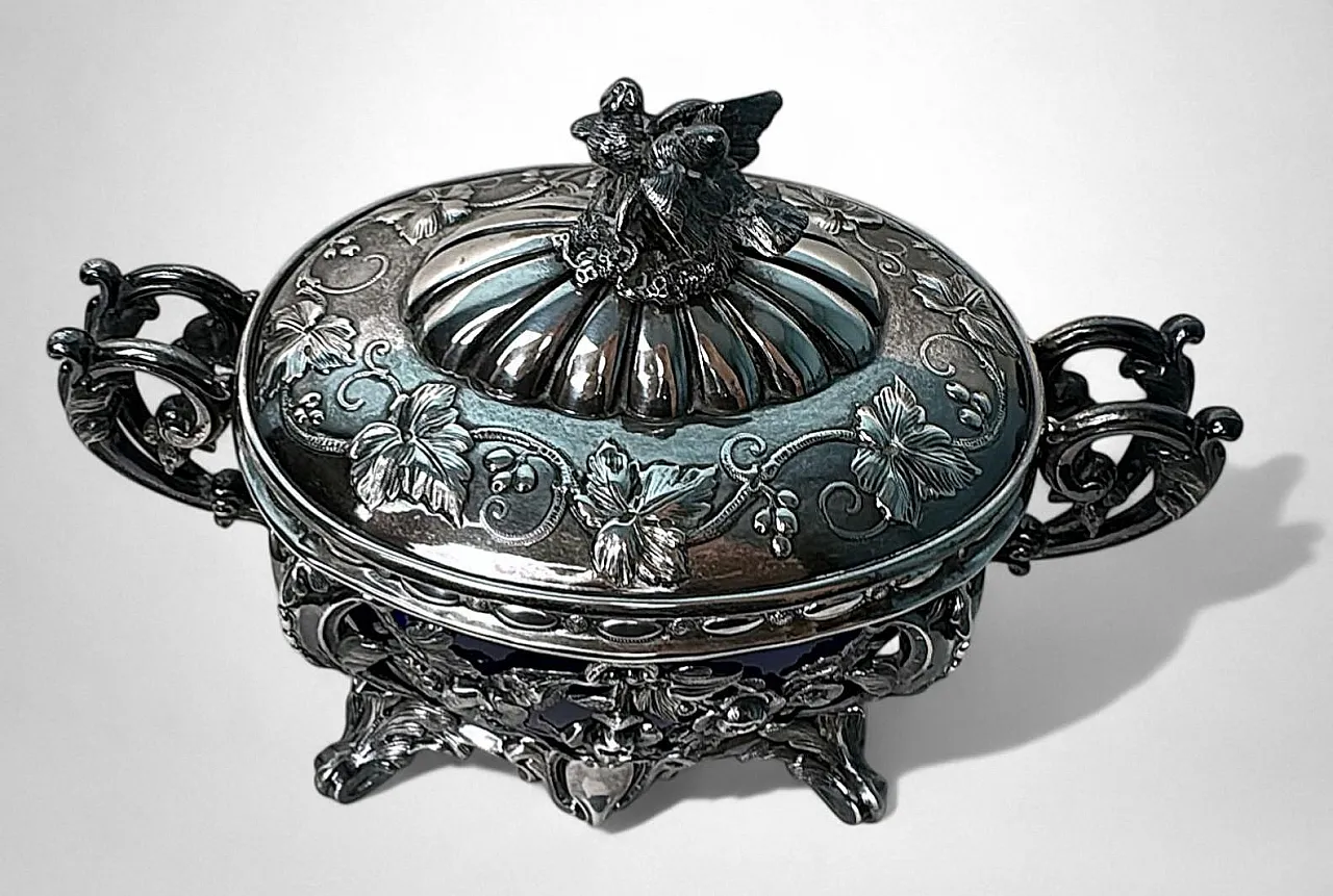 Zuccheriera in argento con rivestimento in vetro, metà '800 5