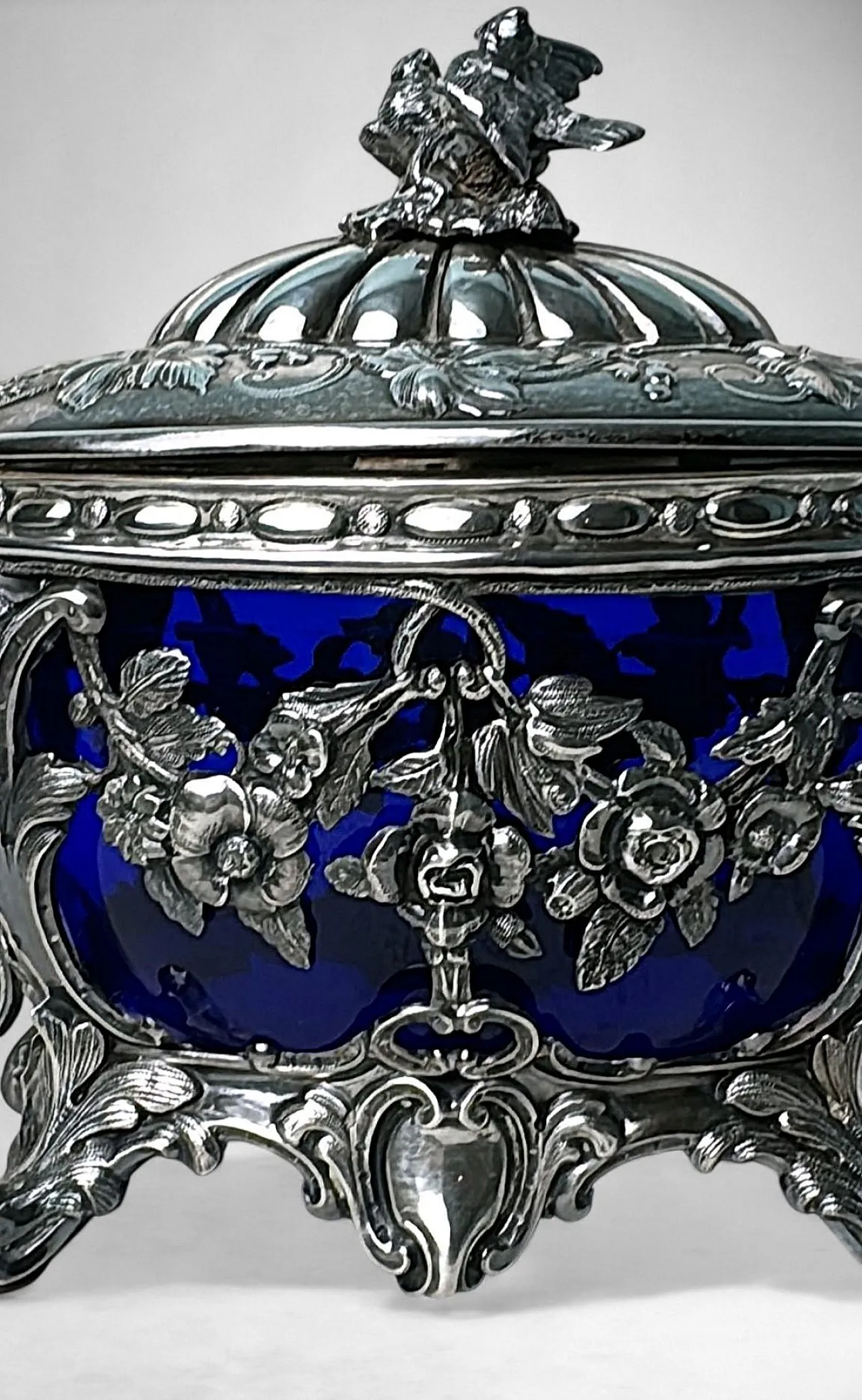 Zuccheriera in argento con rivestimento in vetro, metà '800 7