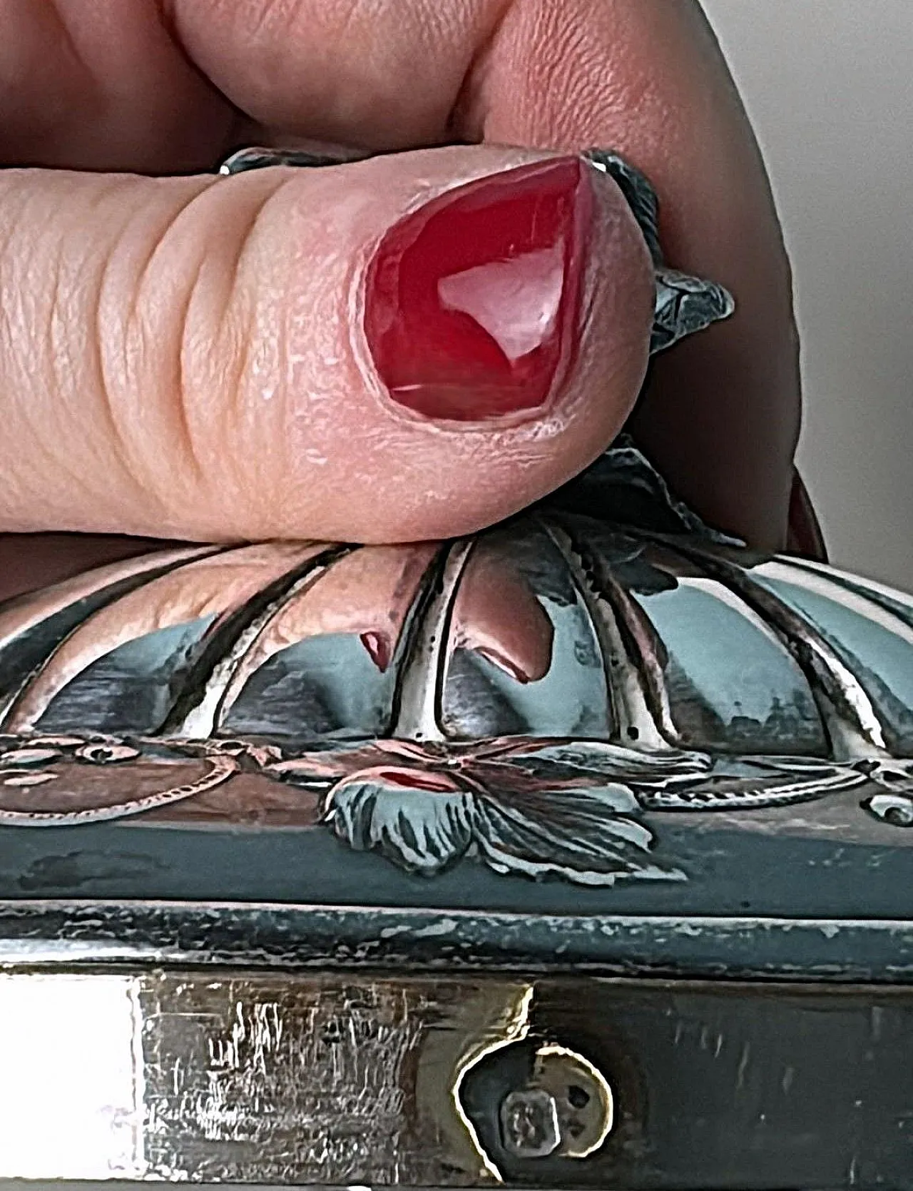 Zuccheriera in argento con rivestimento in vetro, metà '800 18