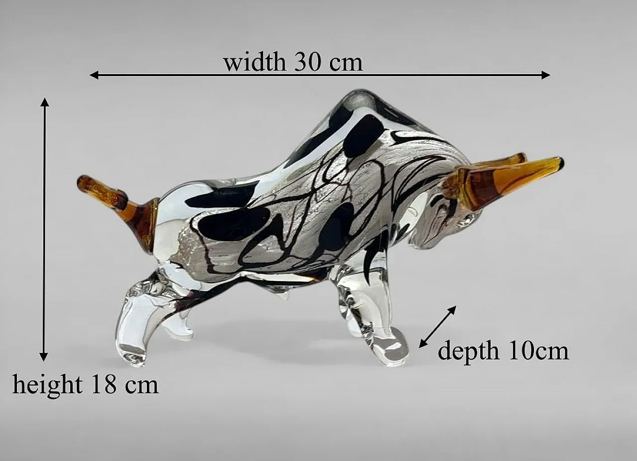 Scultura di toro in vetro di Murano sommerso, anni '70 17