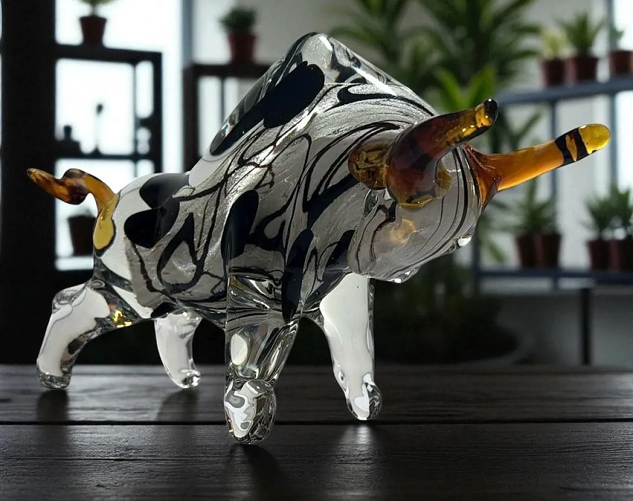 Scultura di toro in vetro di Murano sommerso, anni '70 18