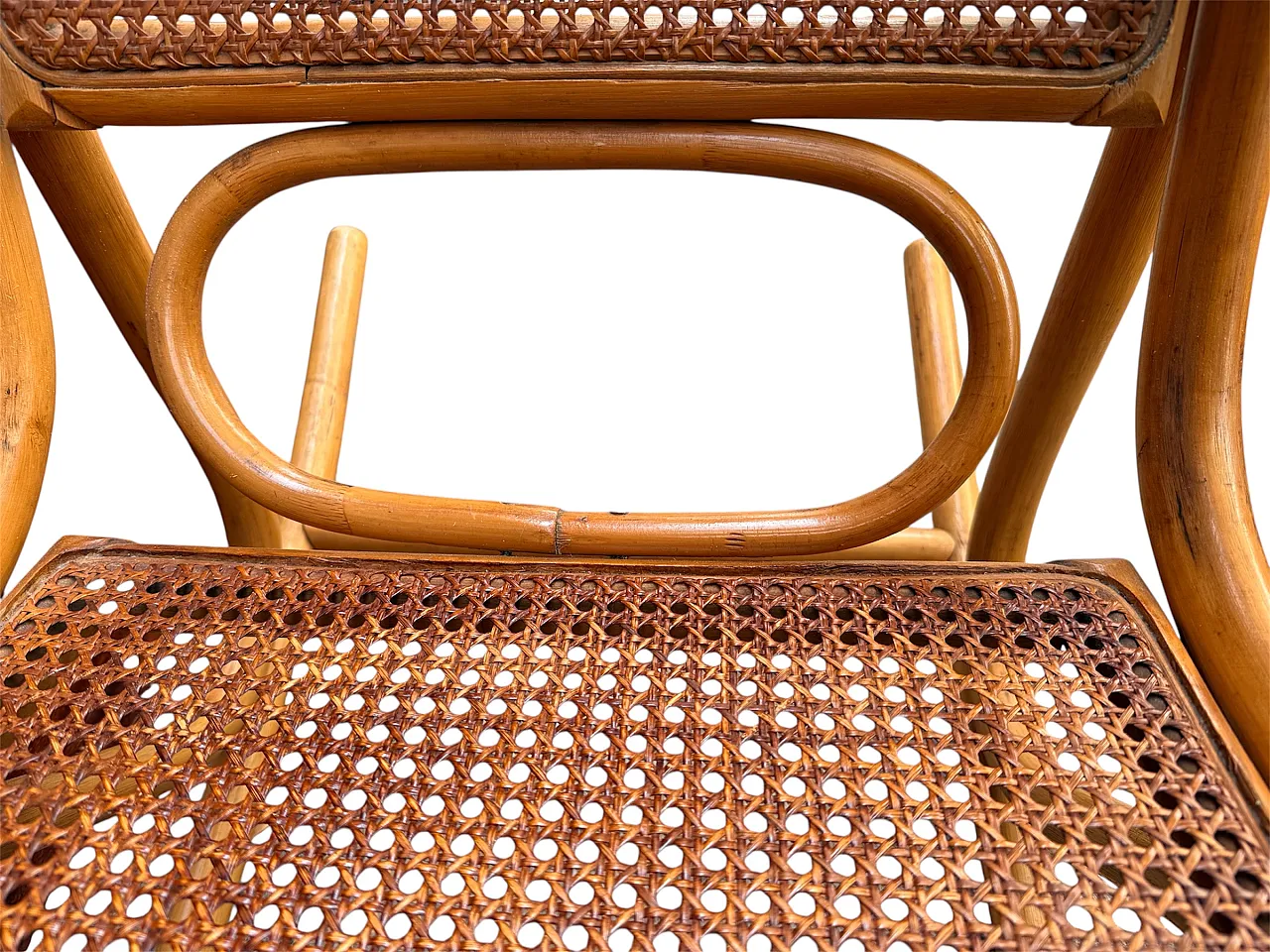 Thonet style rocking chair in curved bamboo, 70s 7