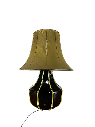Ceramic and bamboo table lamp, 1970s