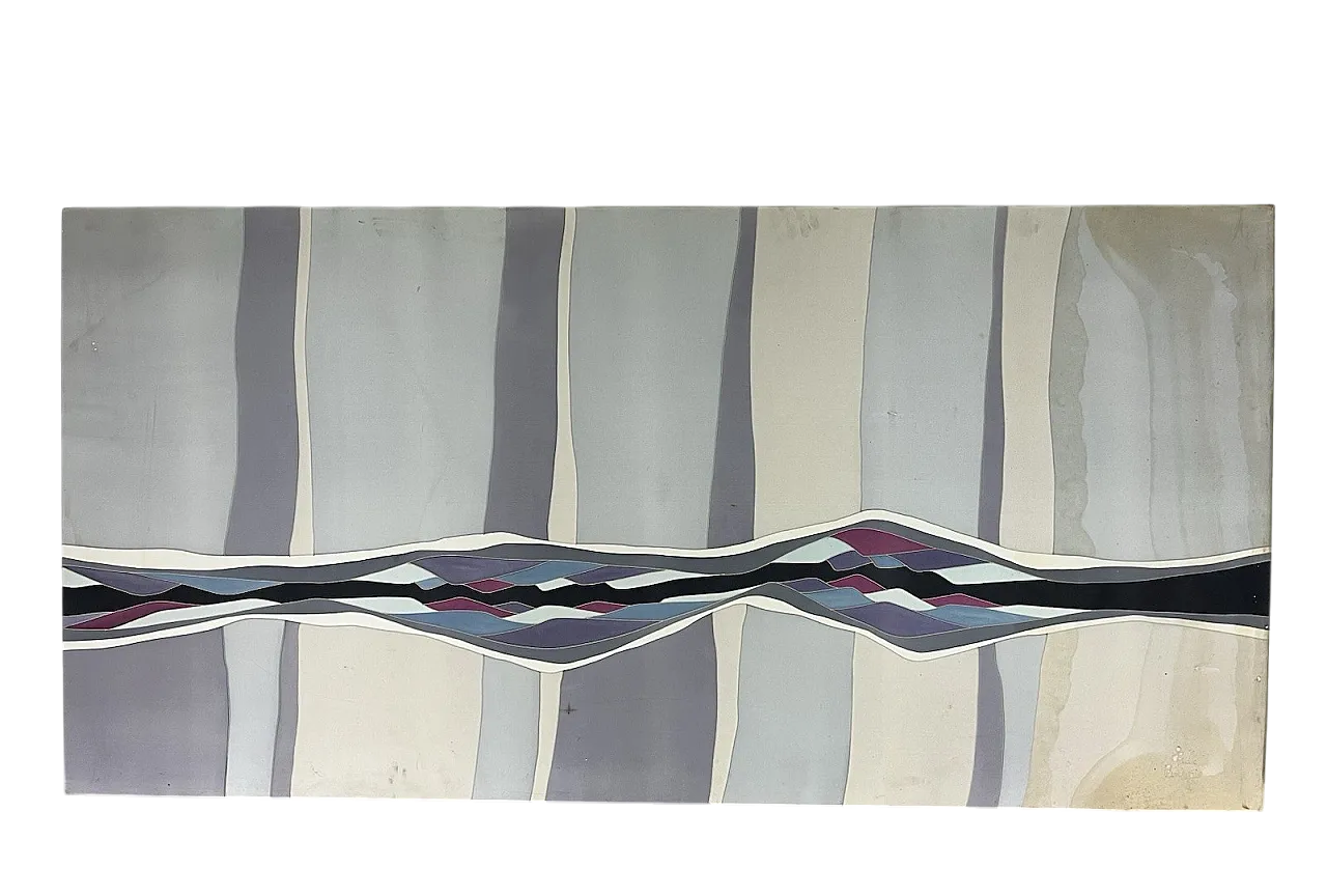 Hand painted silk panel, 1970s 12