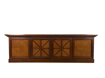 Sideboard in legno con motivi a forma di croce, 80s