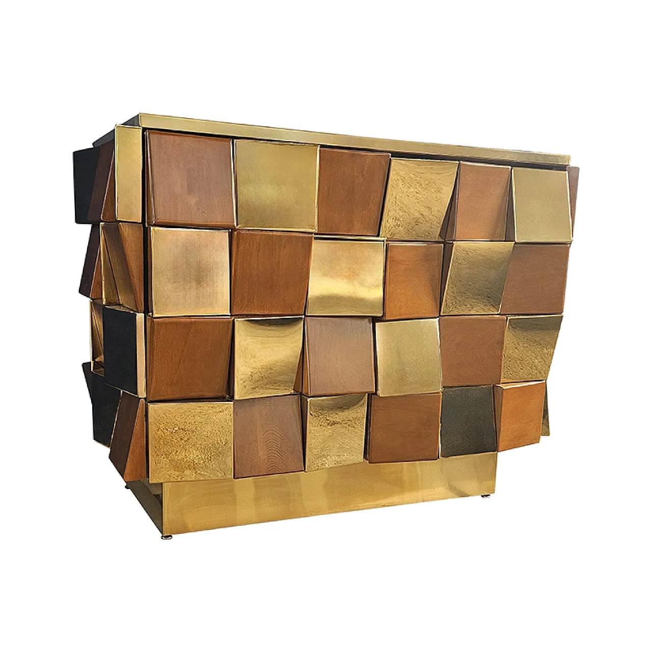 Credenza due ante in ottone e legno, anni '90 2