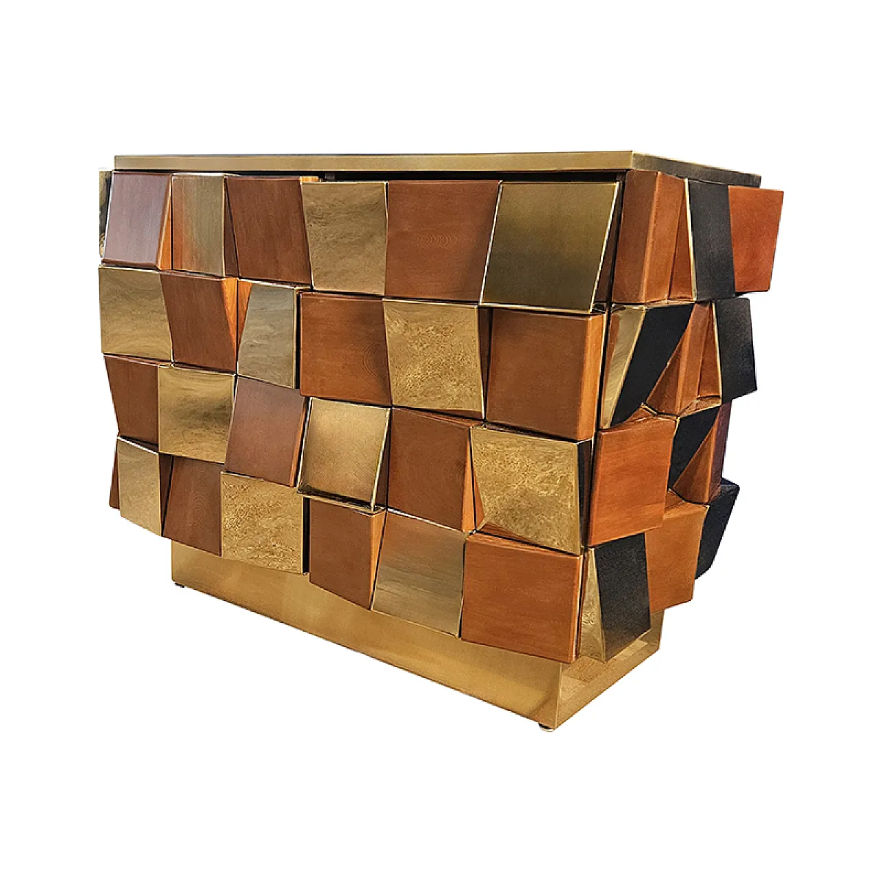 Credenza due ante in ottone e legno, anni '90 5