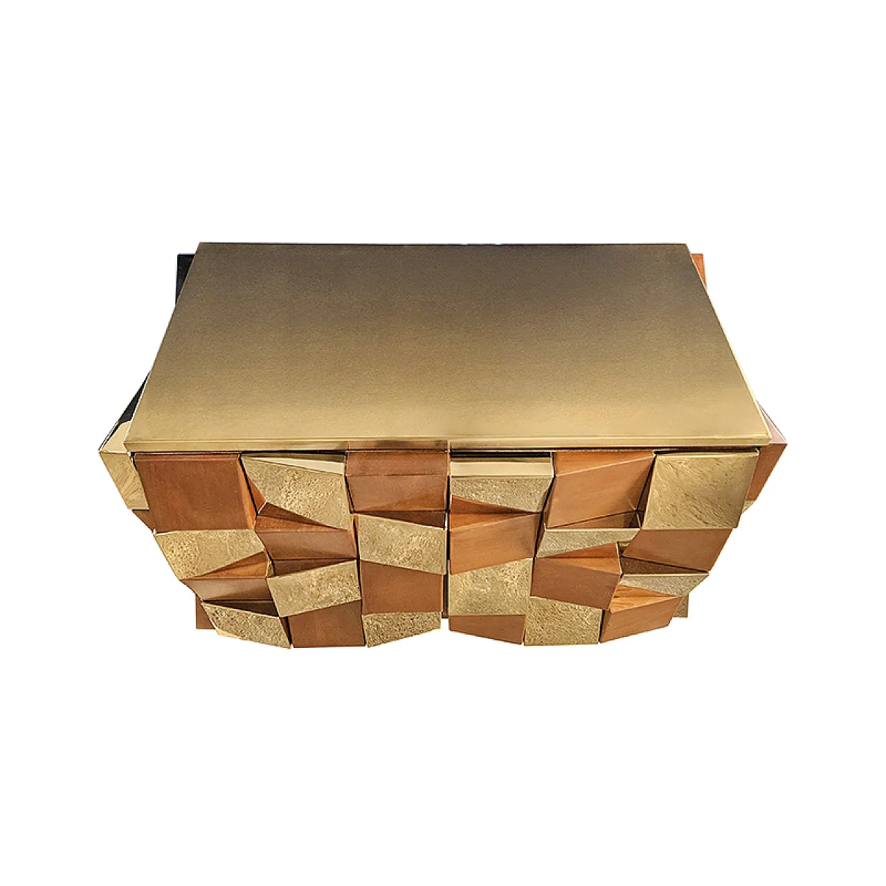 Credenza due ante in ottone e legno, anni '90 7