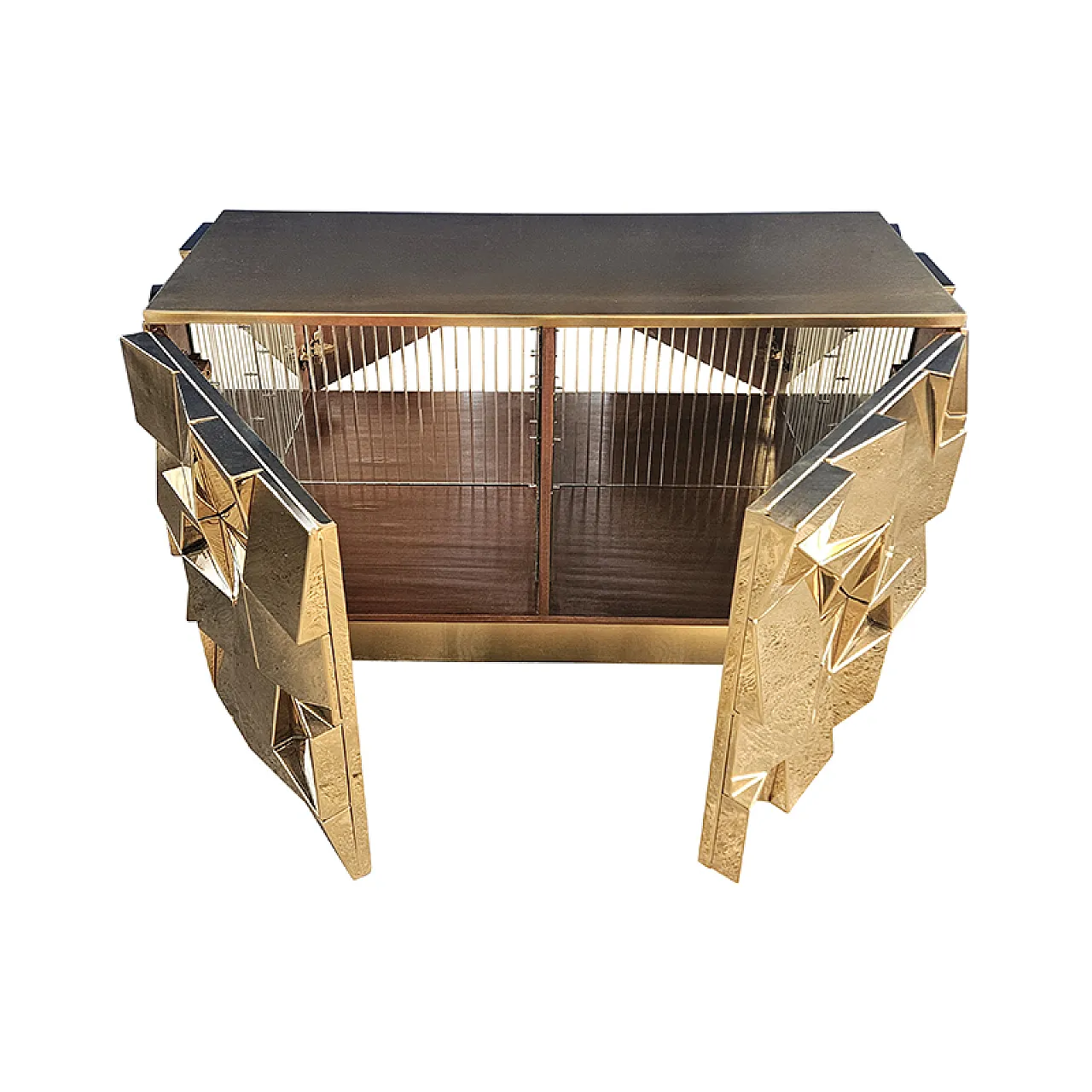 Credenza a due ante in ottone, anni '90 4