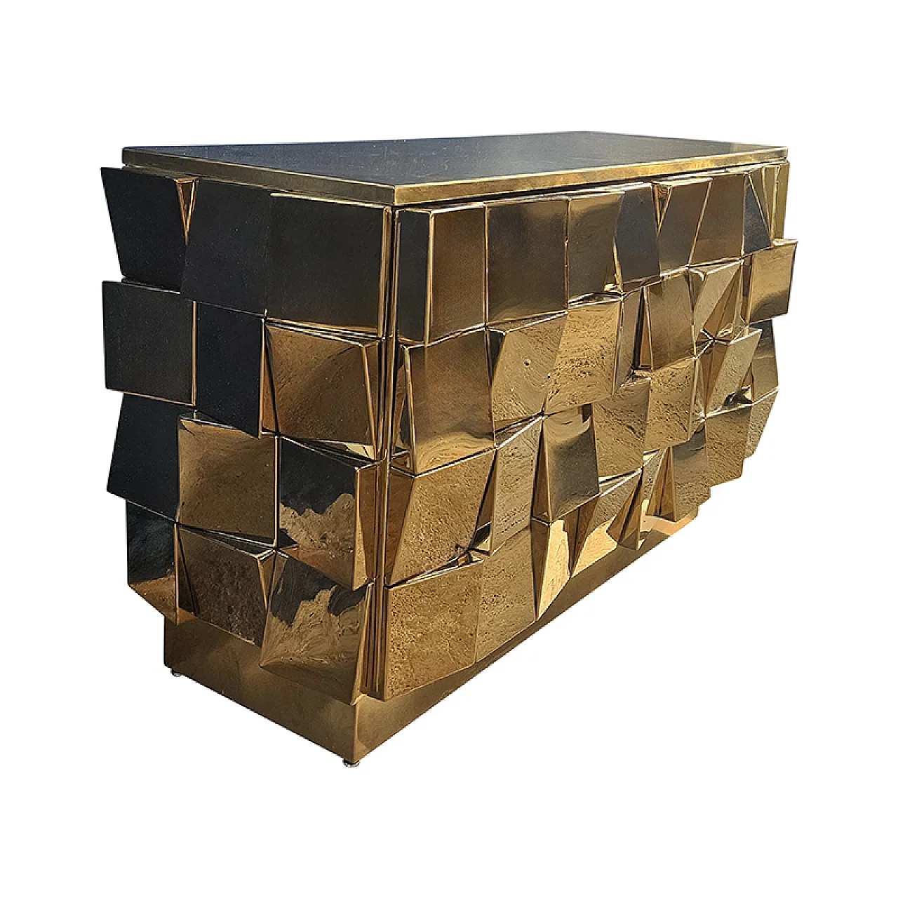 Credenza a due ante in ottone, anni '90 6