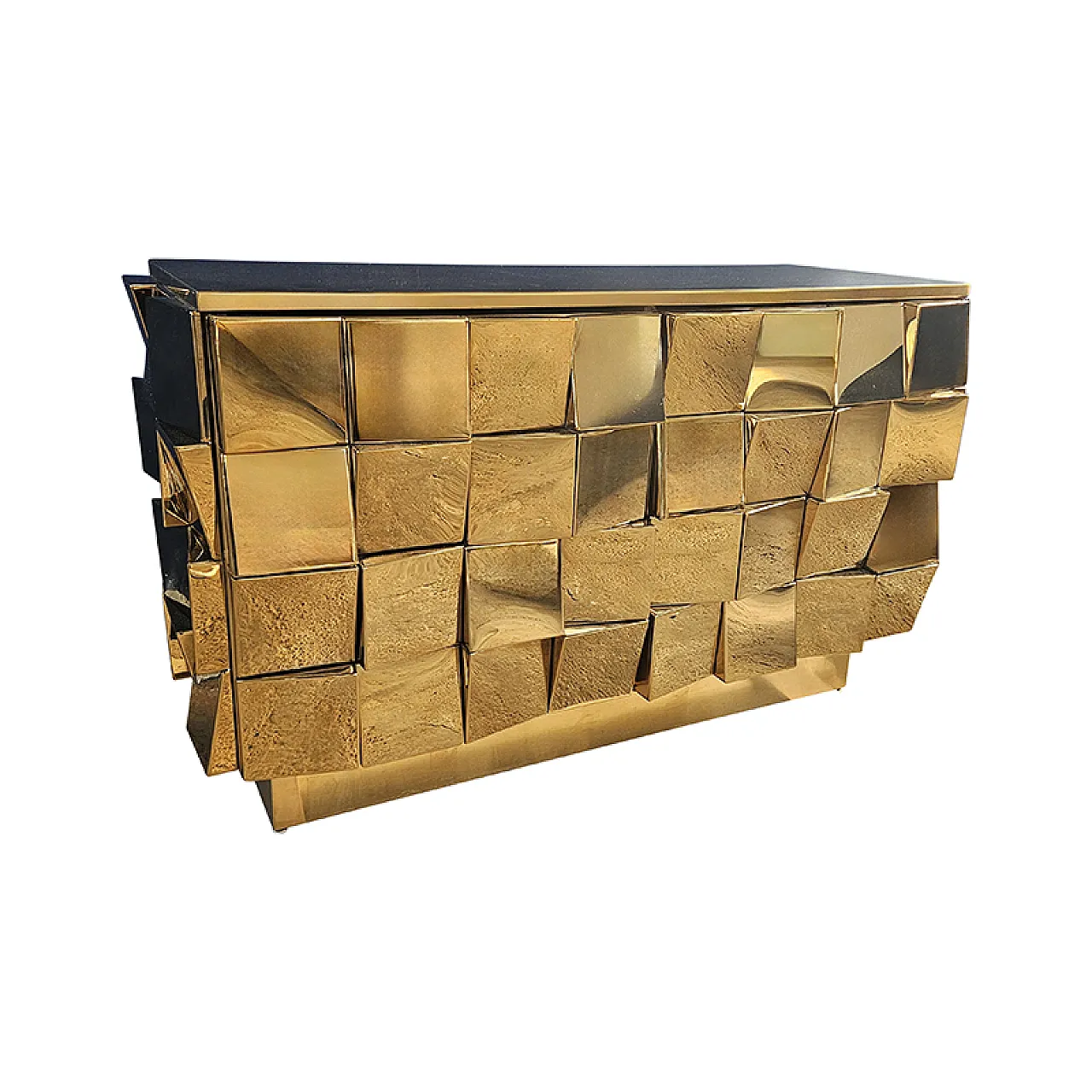 Credenza a due ante in ottone, anni '90 8
