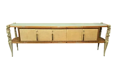 Credenza in legno e pergamena di La Permanente Mobili Cantù, anni '50