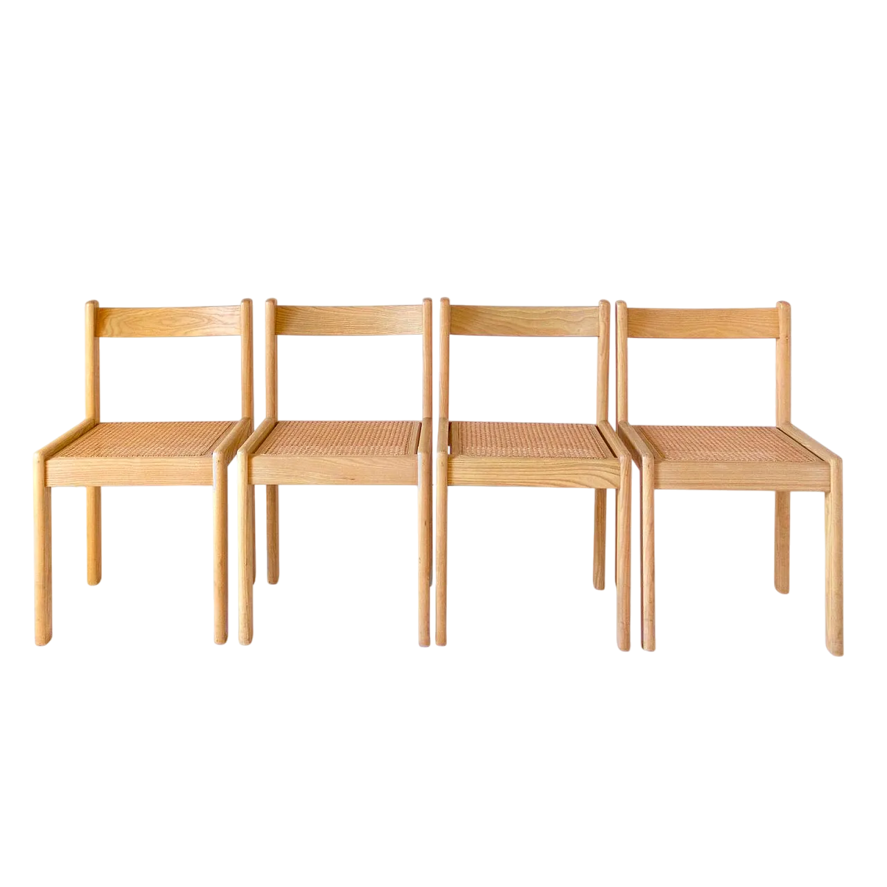 4 oak and straw chairs of Vienna, 70s 14