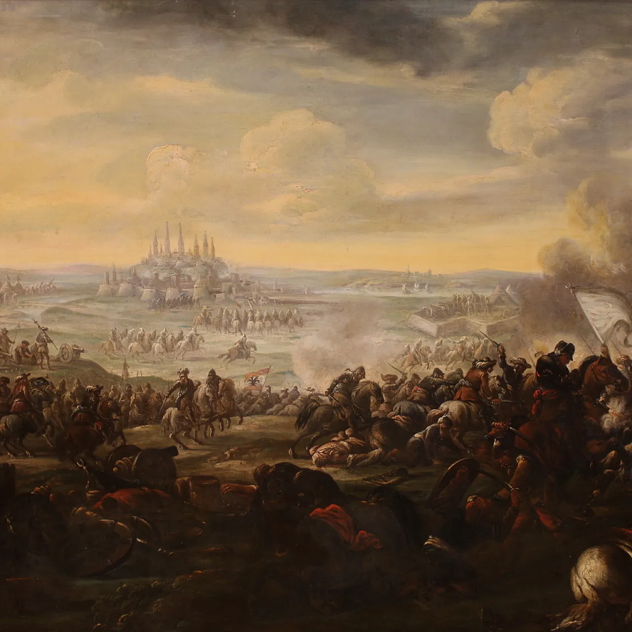 War scene, Italian oil painting on canvas, 18th century 3
