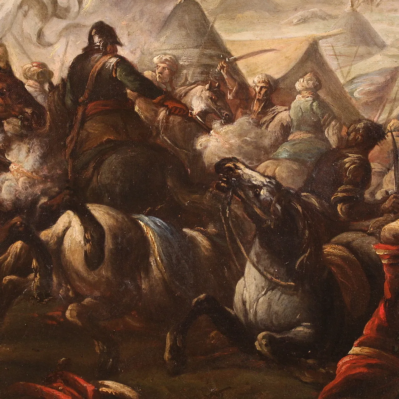 War scene, Italian oil painting on canvas, 18th century 4