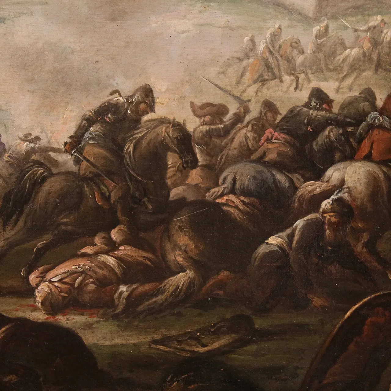 War scene, Italian oil painting on canvas, 18th century 6