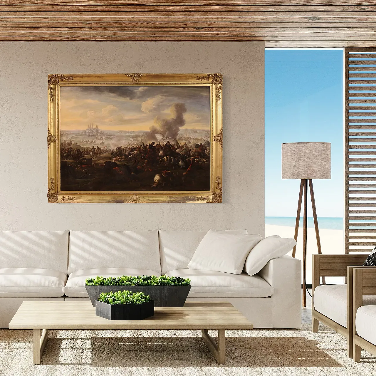 War scene, Italian oil painting on canvas, 18th century 7