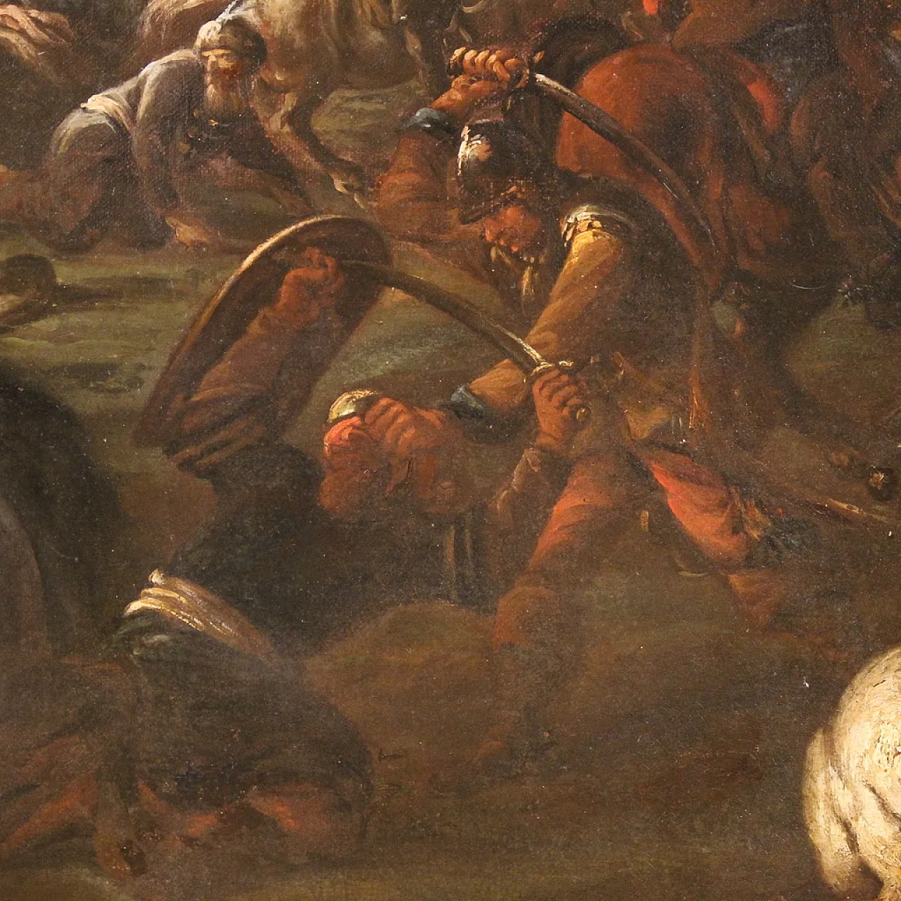 War scene, Italian oil painting on canvas, 18th century 8