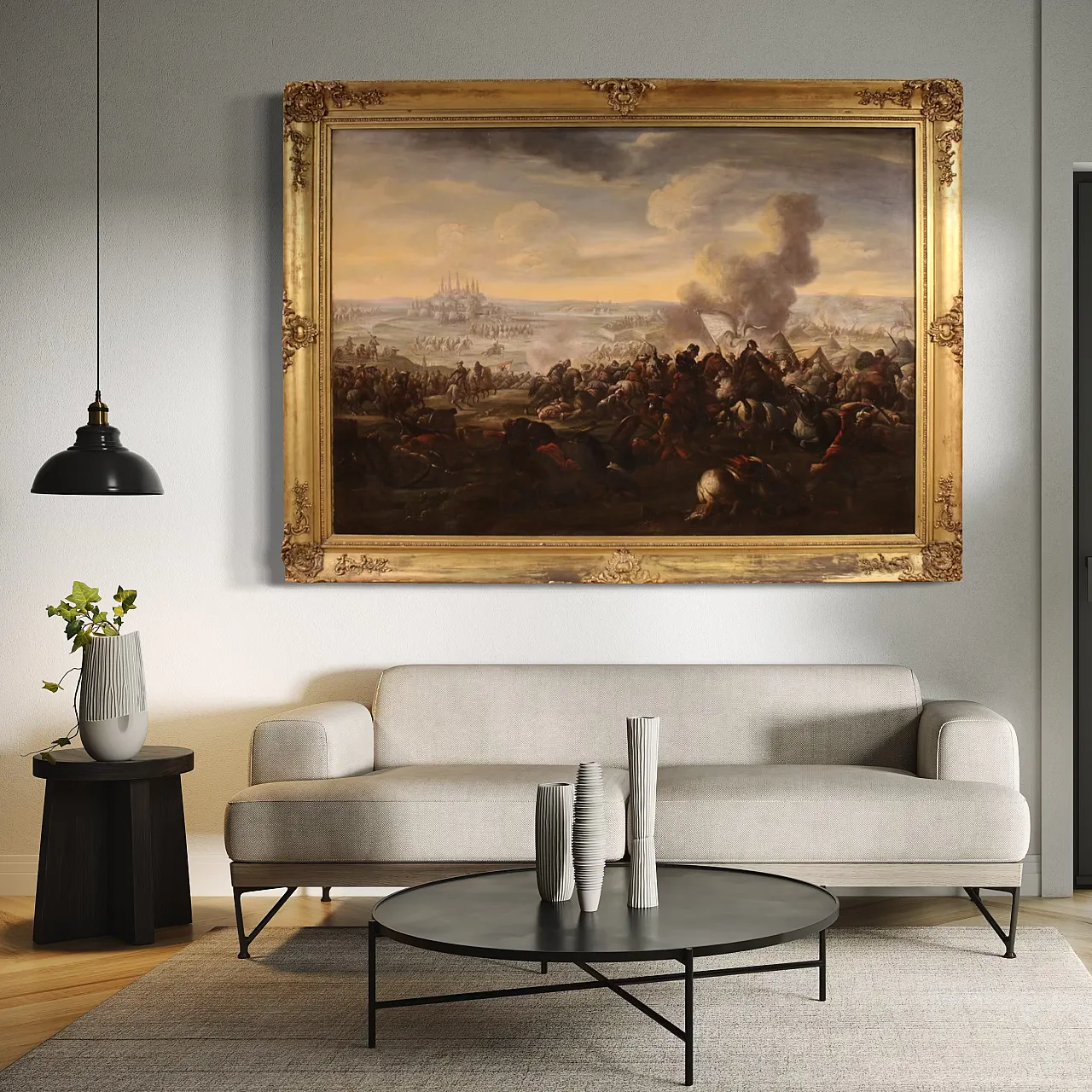 War scene, Italian oil painting on canvas, 18th century 9