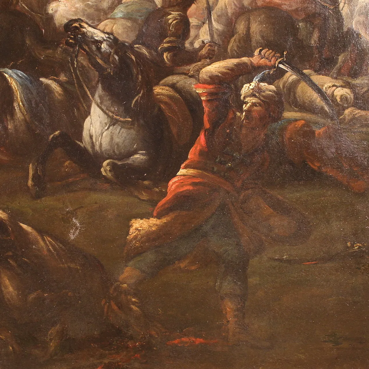 War scene, Italian oil painting on canvas, 18th century 12