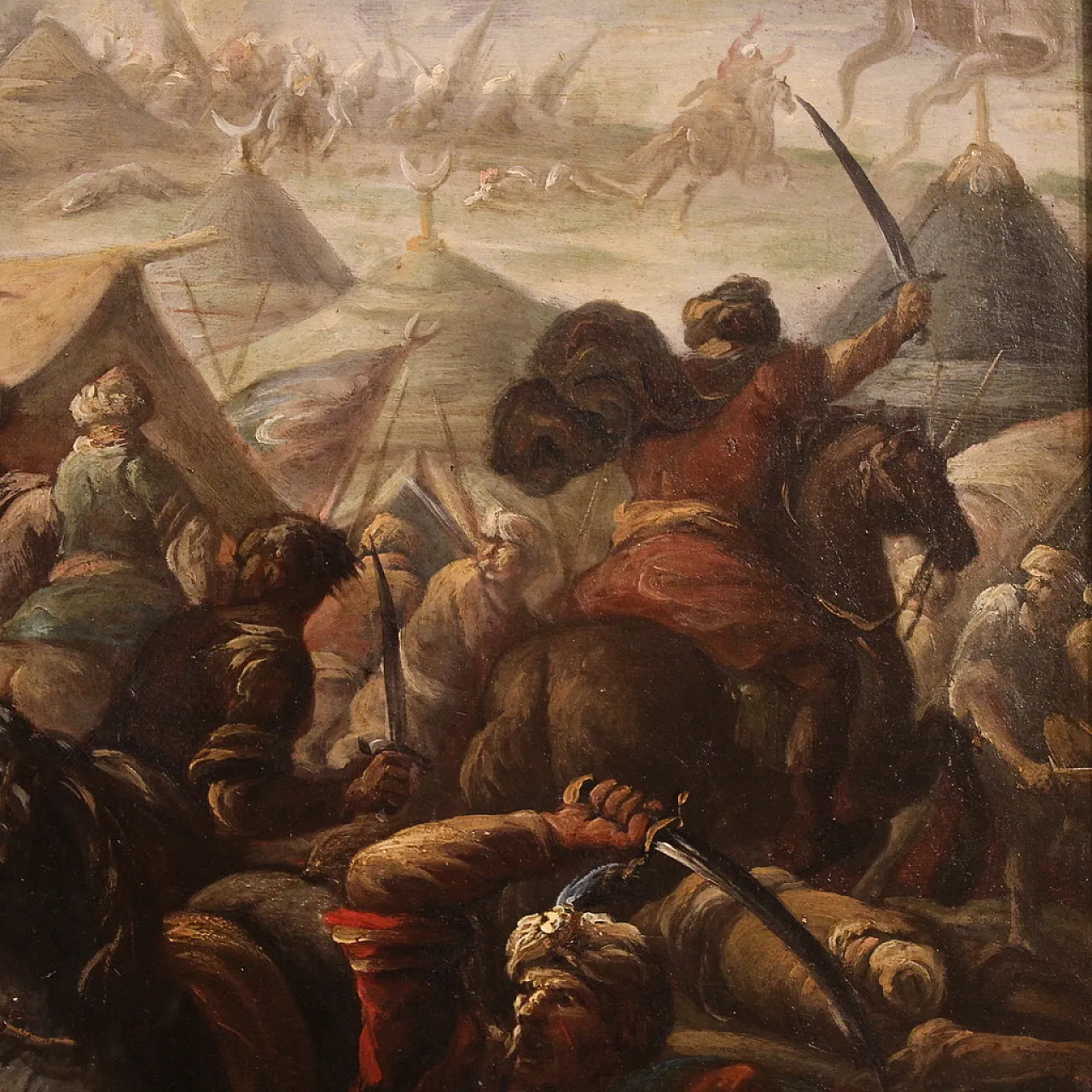 War scene, Italian oil painting on canvas, 18th century 13