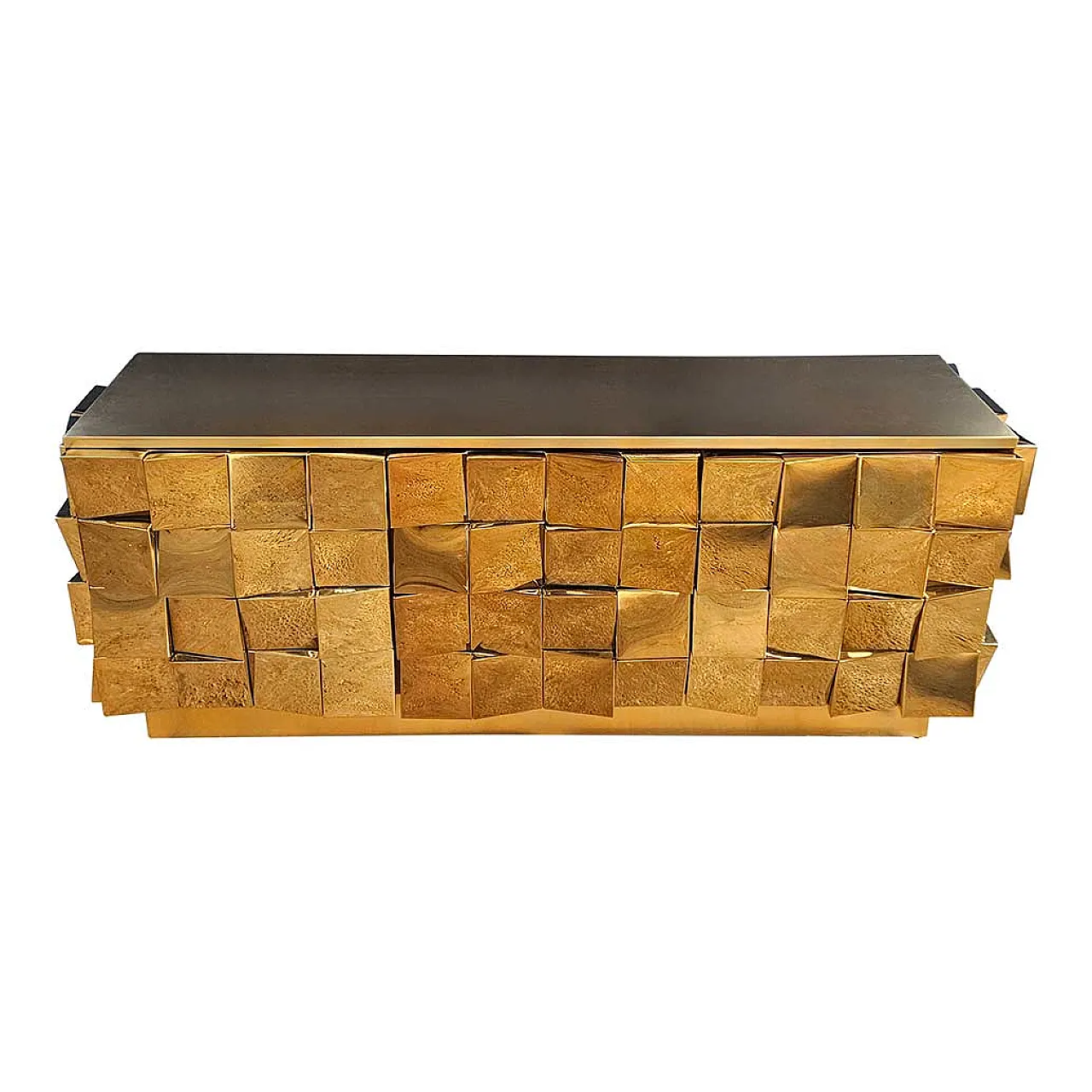 Credenza a due ante e due cassetti in ottone, anni '90 2