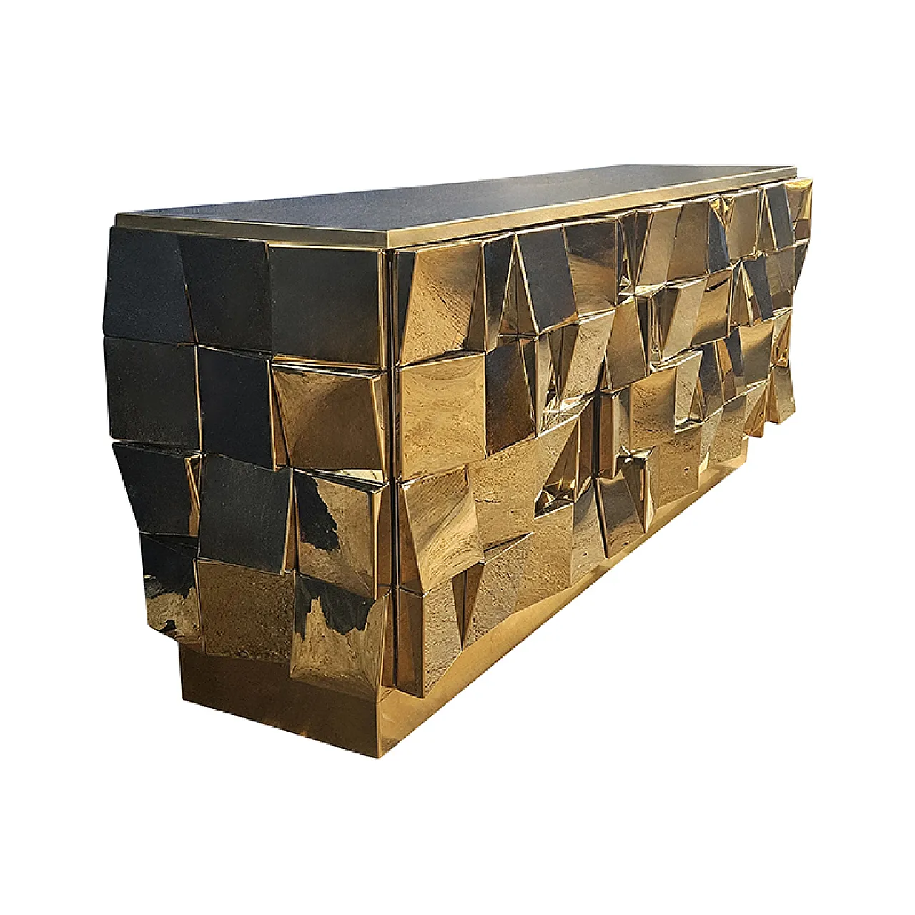 Credenza a due ante e due cassetti in ottone, anni '90 4