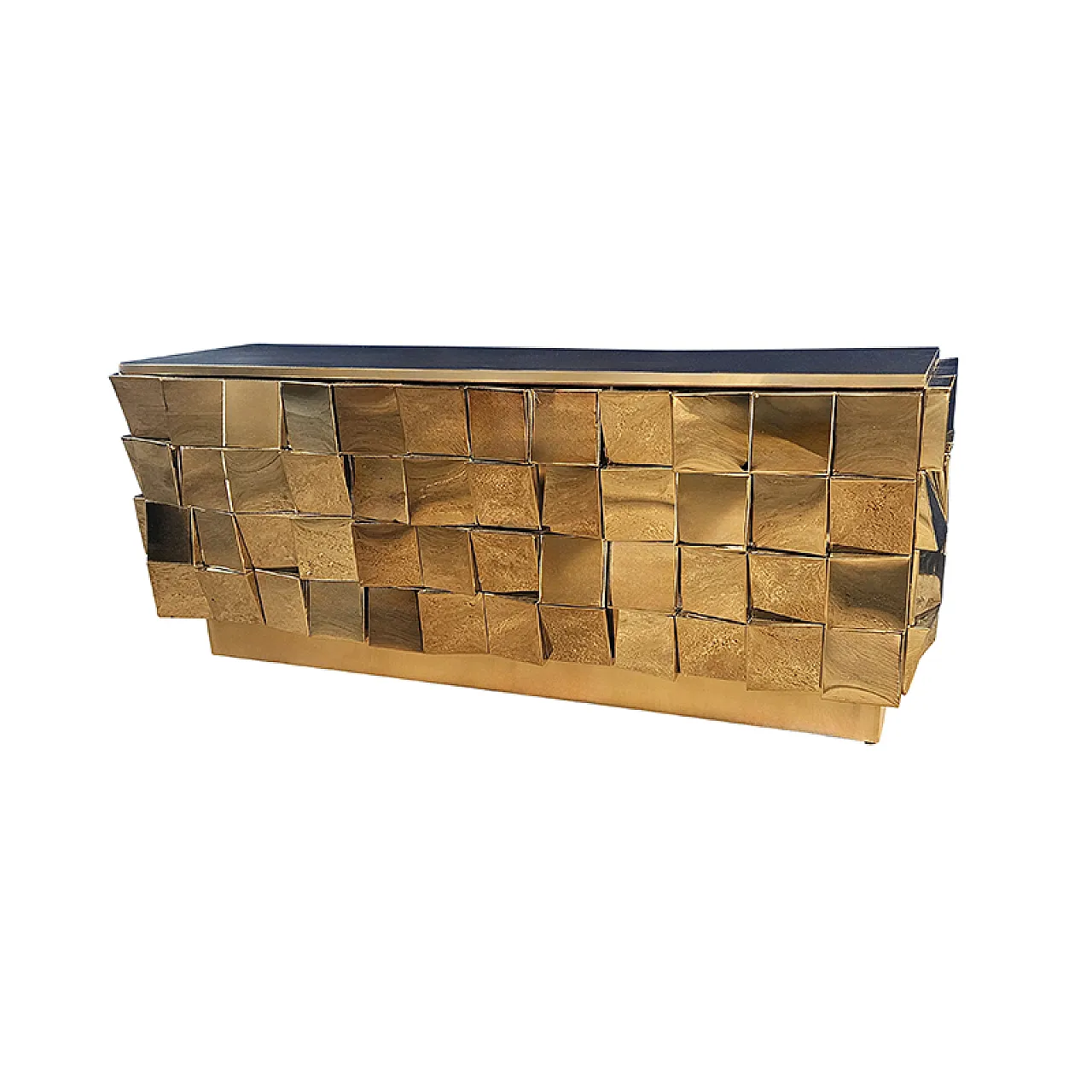 Credenza a due ante e due cassetti in ottone, anni '90 5