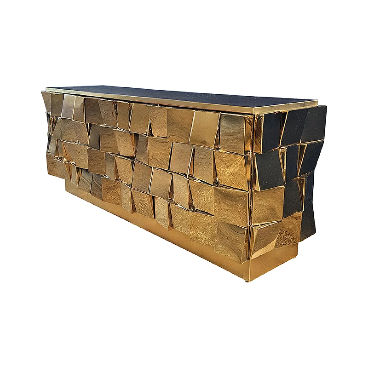 Credenza a due ante e due cassetti in ottone, anni '90 6