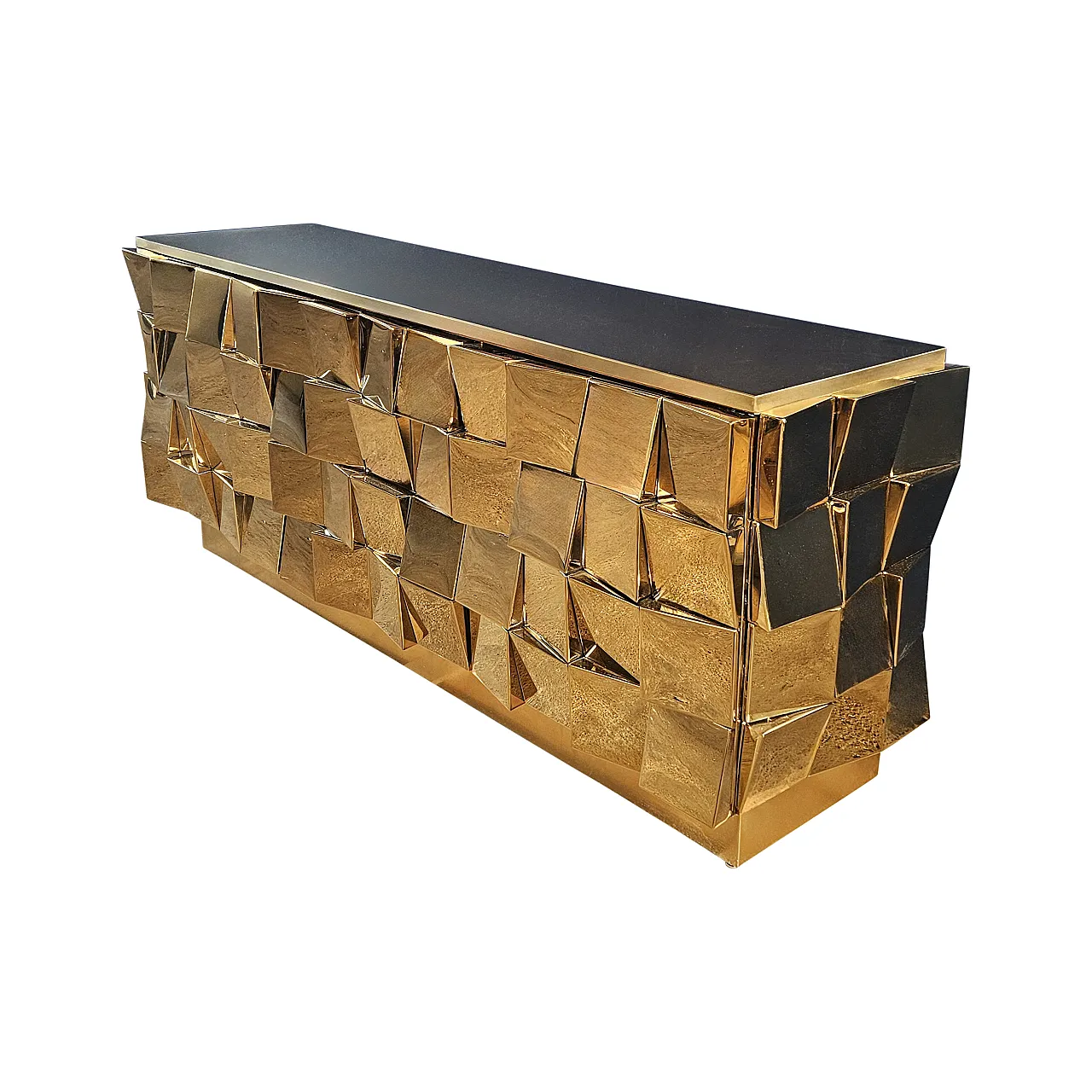 Credenza a due ante e due cassetti in ottone, anni '90 7