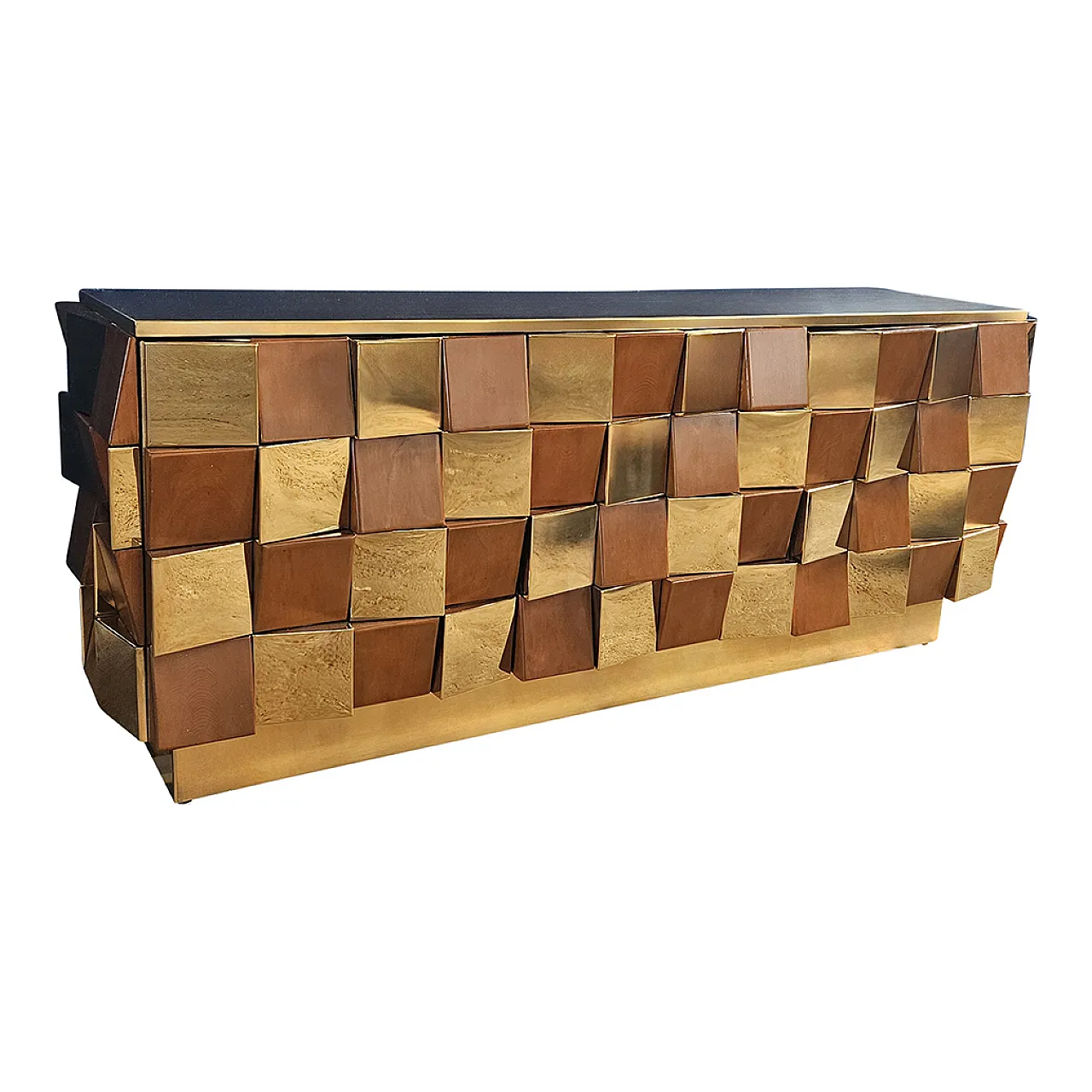 Credenza in ottone e legno 2
