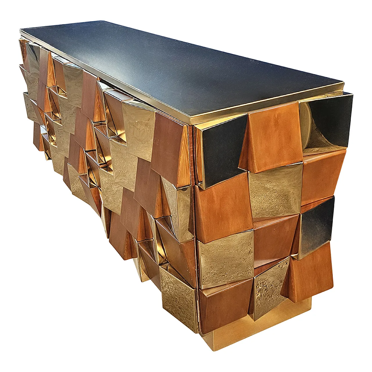 Credenza in ottone e legno 7