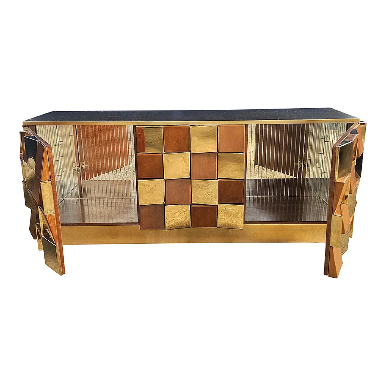 Credenza in ottone e legno 9