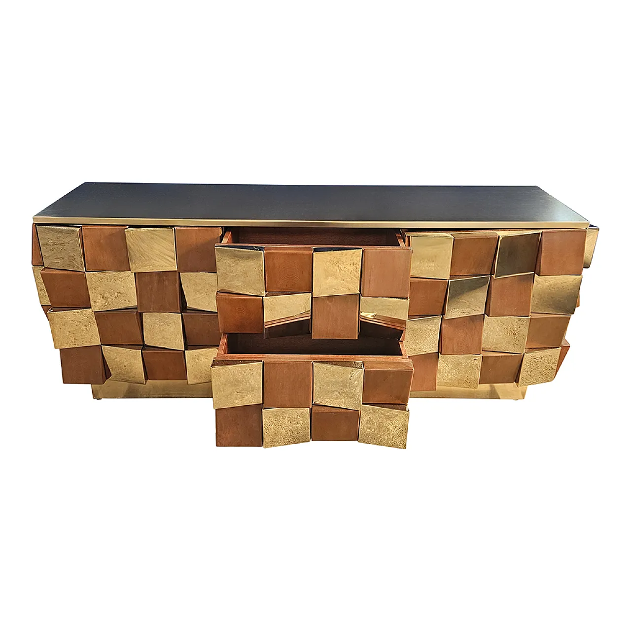 Credenza in ottone e legno 10