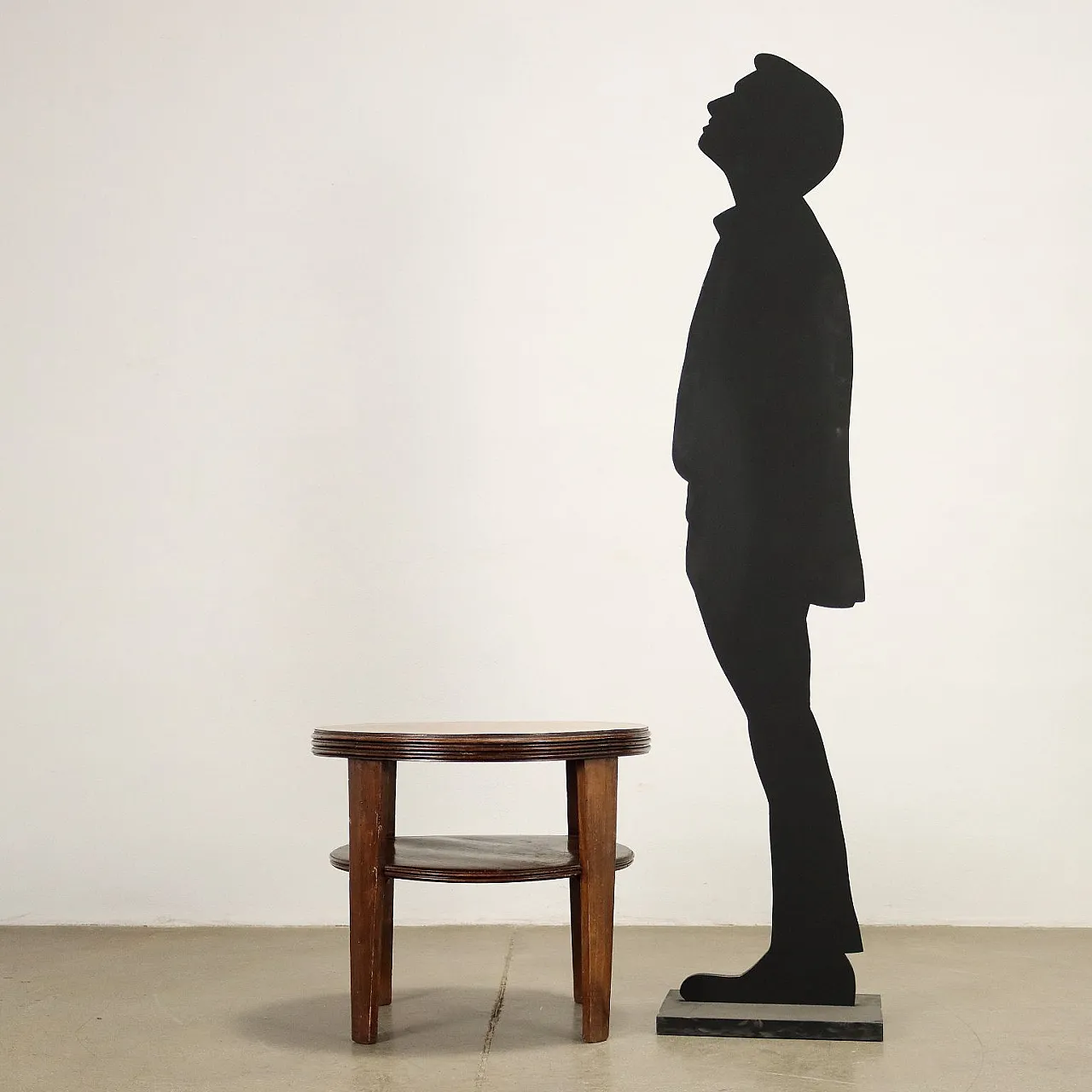 Round coffee table in stained beech with wood-effect formica top, 1940s 3