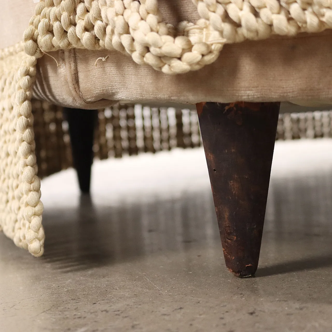 Velvet three-seater sofa, 1950s 6