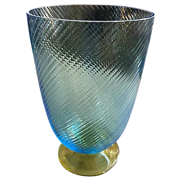 Blue and yellow Murano glass vase by Carlo Moretti, 1980s