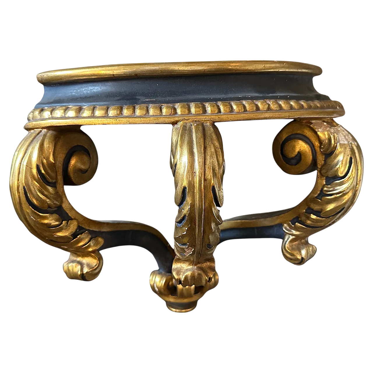 Consolle d'angolo in legno dorato e laccato blu barocco, '800 13