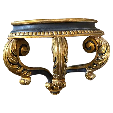 Consolle d'angolo in legno dorato e laccato blu barocco, '800