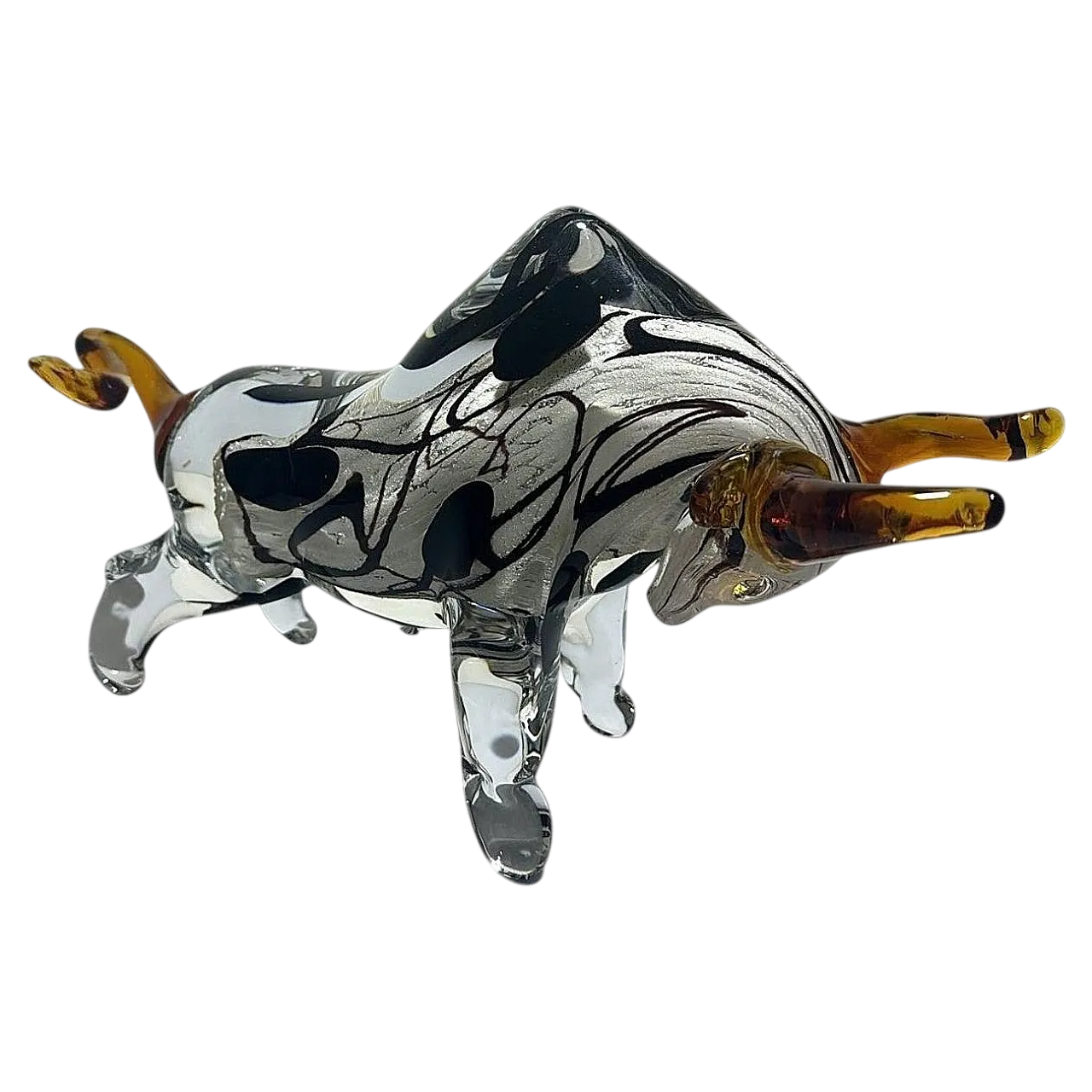 Scultura di toro in vetro di Murano sommerso, anni '70 19