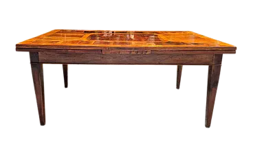 Table with walnut and cherry wood veneer and inlay, 19th century