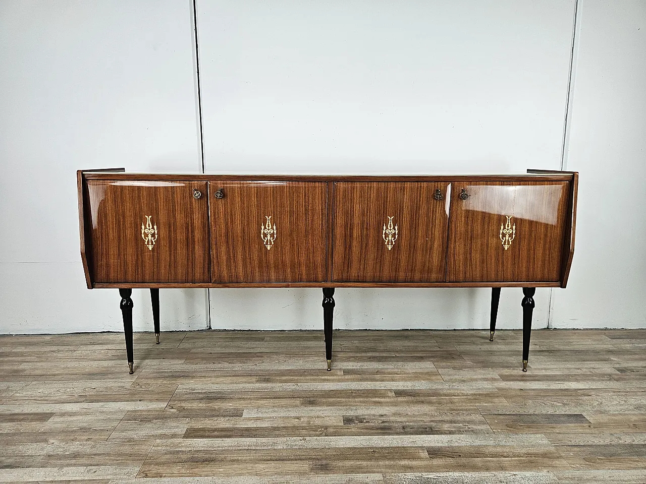 Mahogany sideboard with glass top, 60s 1