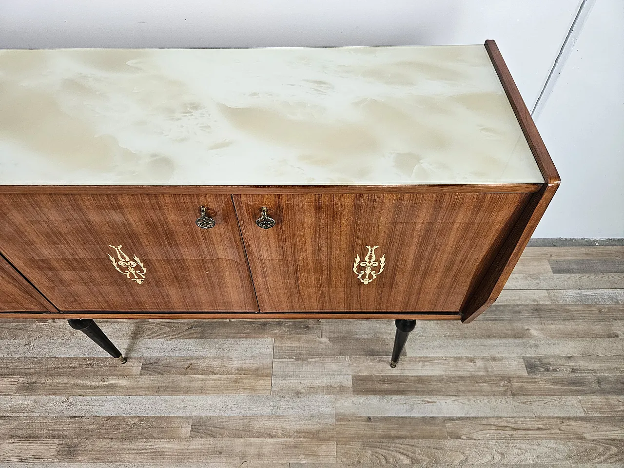Mahogany sideboard with glass top, 60s 6