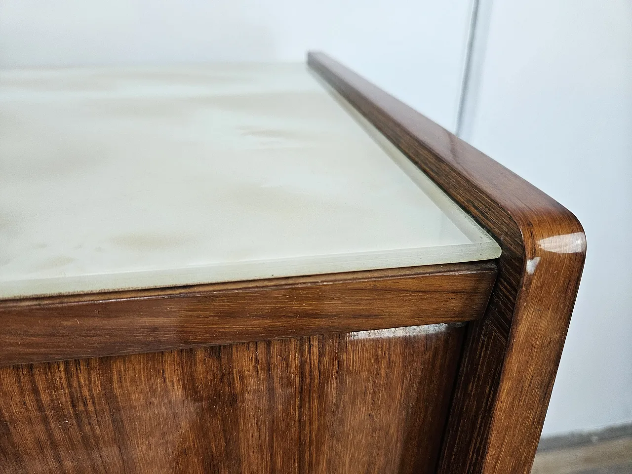 Mahogany sideboard with glass top, 60s 9