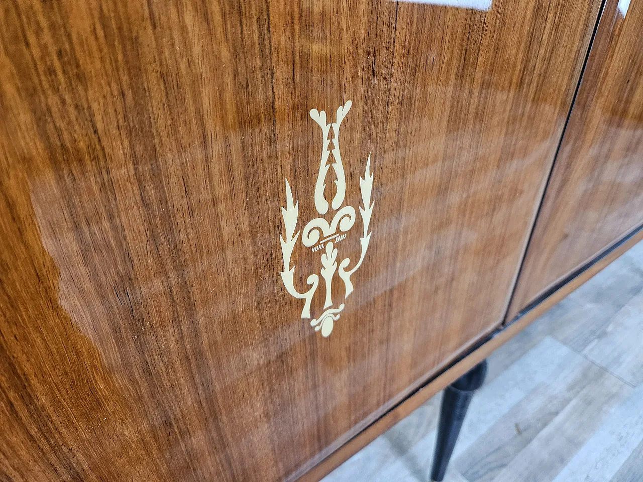 Mahogany sideboard with glass top, 60s 11